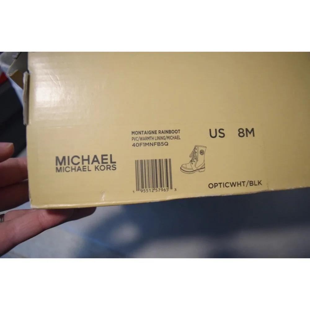 MICHAEL Michael Kors Women's Size 8 Montaigne‎ Rubber Laced Boots White